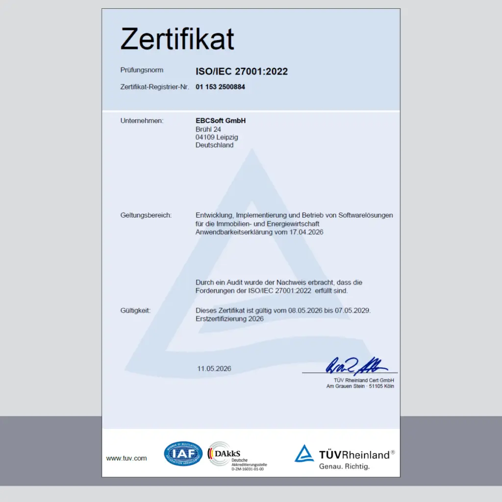 Zertifikat ISO/IEC 27001 – Informationssicherheit